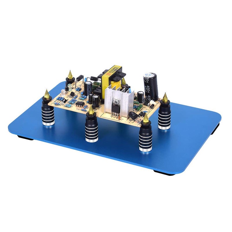 Toolour Soldering Helping Hands 6Pcs PCB Circuit Board Holder ESD Safe,Metal Magnetic Fixture Tower on the Blue Steel Base for Electronic Boards Repairing Soldering Desoldering Rework - Image 1
